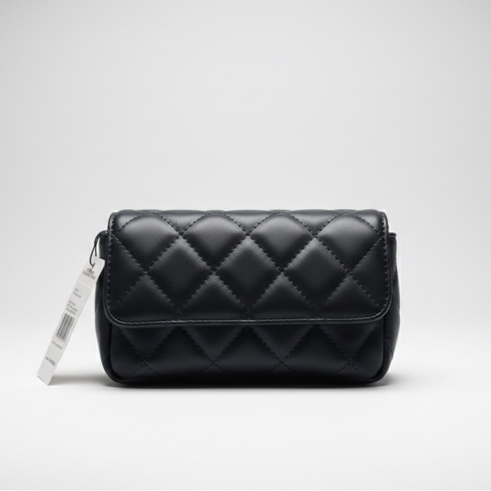 French Connection Elegant Dark Green Quilted Handbag - Picture 4 of 5